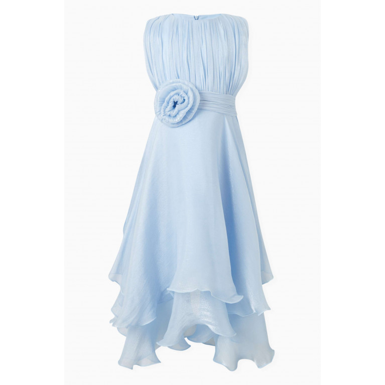NASS - Ruched Flower-embellished Dress Blue