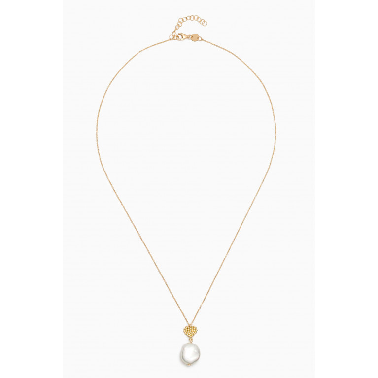 Damas - Kiku Pearl Heart Necklace in 18kt Yellow Gold