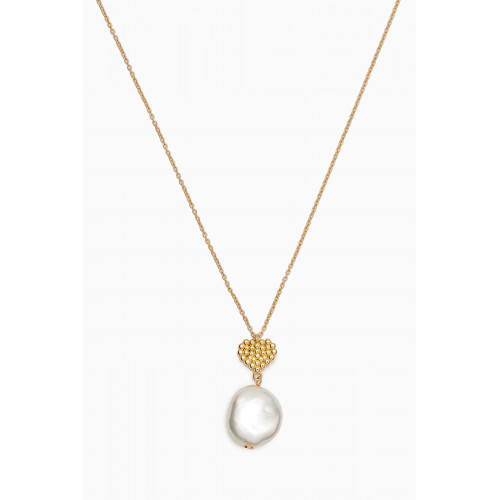 Damas - Kiku Pearl Heart Necklace in 18kt Yellow Gold