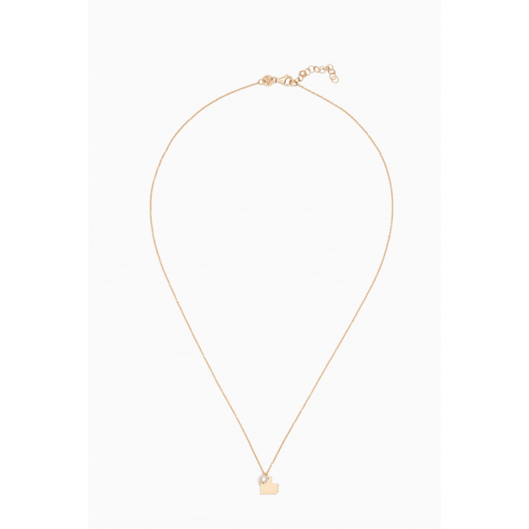 Damas - Kiku Tiny Pearl Heart Necklace in 18kt Yellow Gold