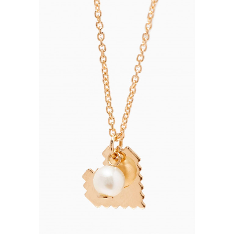 Damas - Kiku Tiny Pearl Heart Necklace in 18kt Yellow Gold