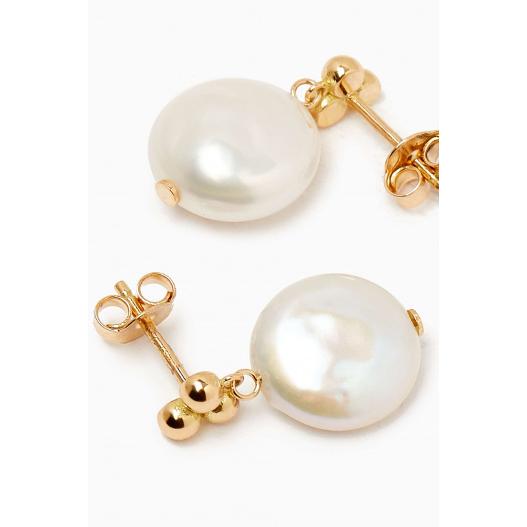 Damas - Kiku Pearl Coin Drop Earrings in 18kt Gold