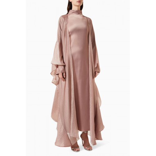 Roua AlMawally - Ruffled-sleeves Abaya in Silk Satin & Organza