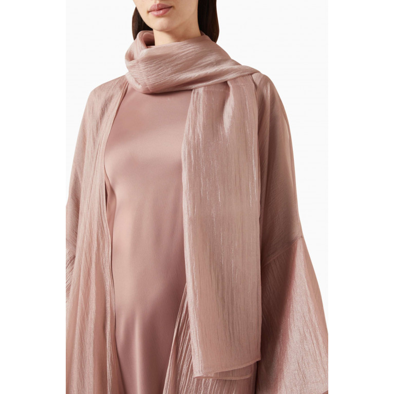 Roua AlMawally - Ruffled-sleeves Abaya in Silk Satin & Organza