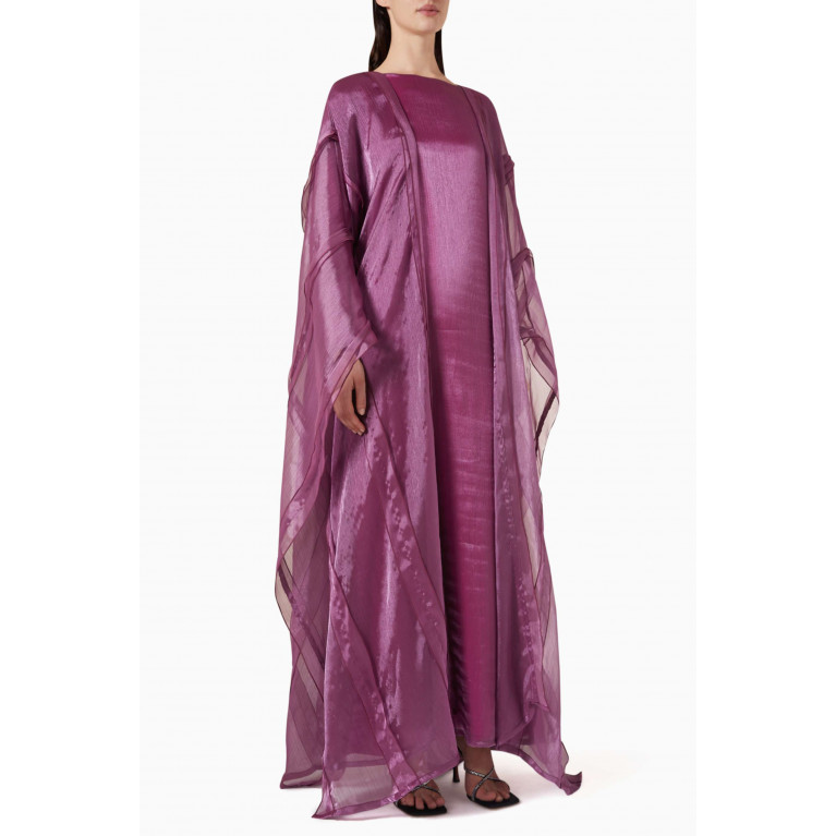 Roua AlMawally - Abaya Set in Organza & Silky Satin Purple