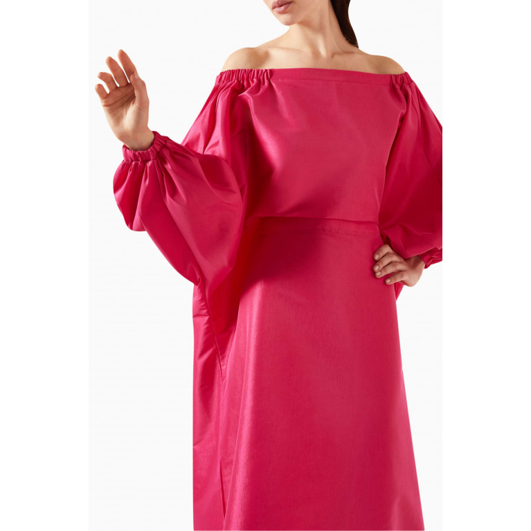 Roua AlMawally - Off-shoulder Maxi Dress in Stretch-taffeta