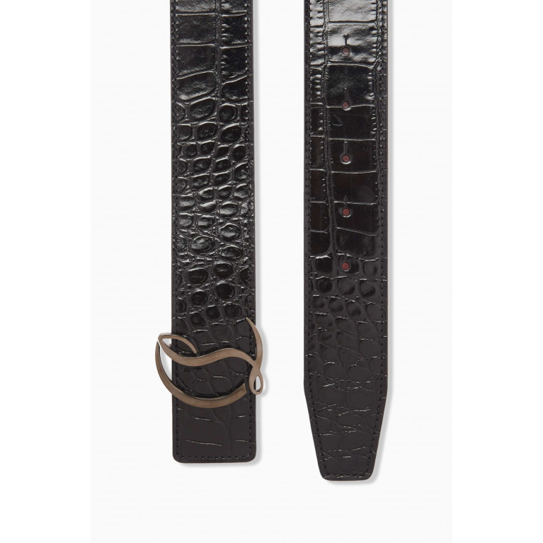 Christian Louboutin - CL Logo Belt in Croc-embossed Leather, 40mm