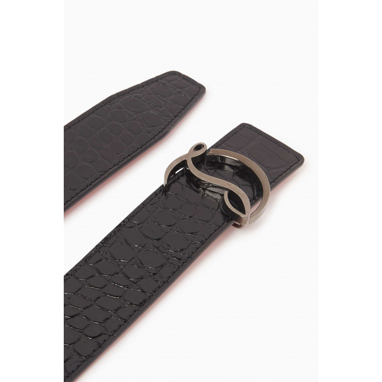 Christian Louboutin - CL Logo Belt in Croc-embossed Leather, 40mm