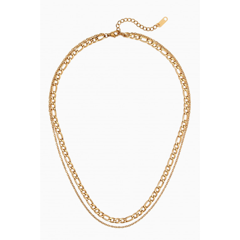 The Jewels Jar - Duo Layered Necklace in 18kt Gold-plated Stainless Steel