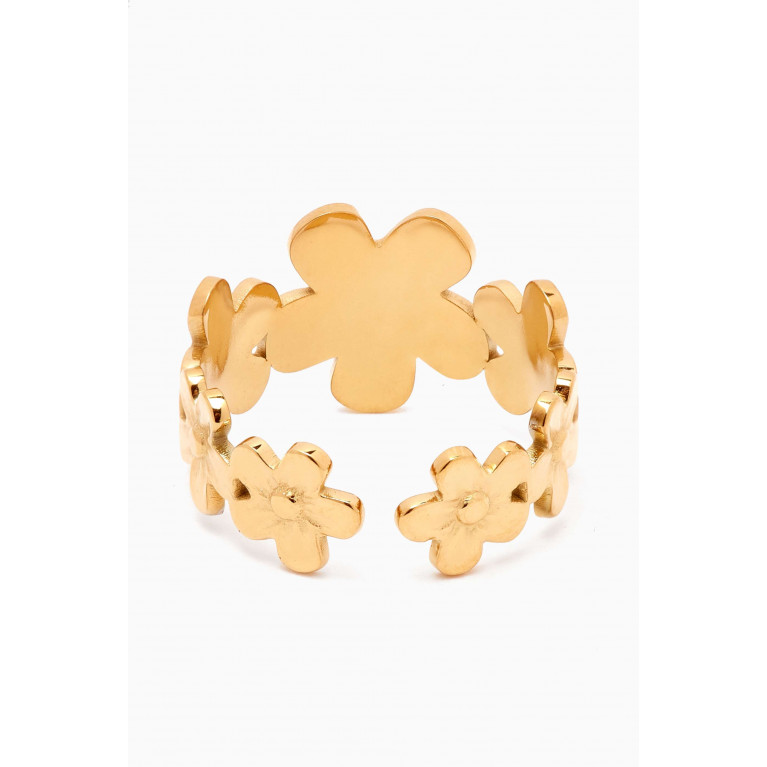 The Jewels Jar - Dainty Daisy Open Ring in 18k Gold-plated Stainless Steel