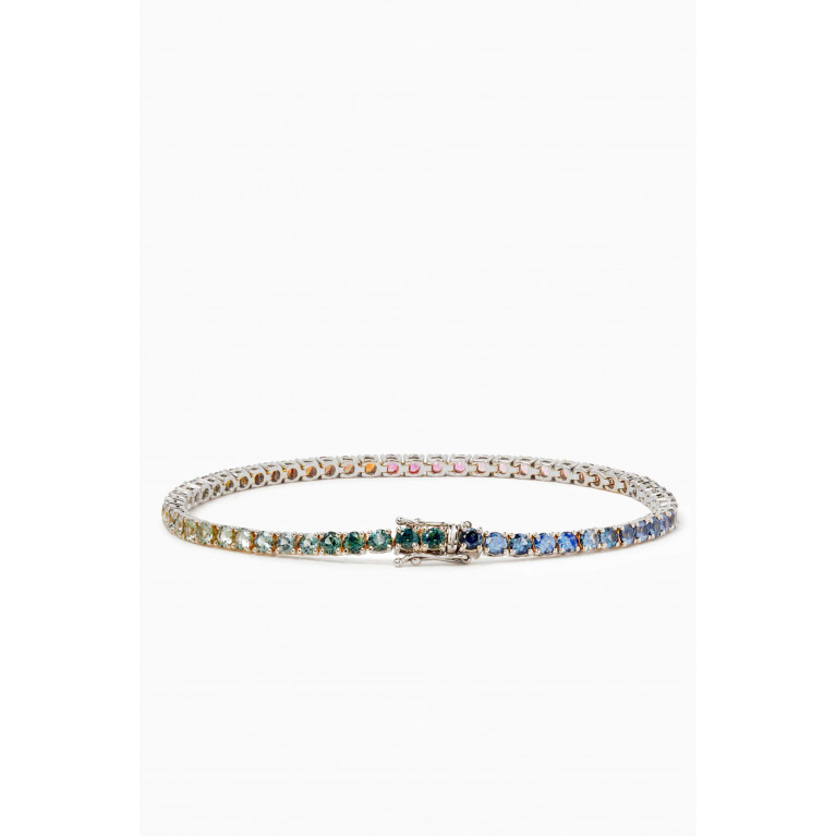 Fergus James - Rainbow Sapphire Tennis Bracelet in 18kt White Gold
