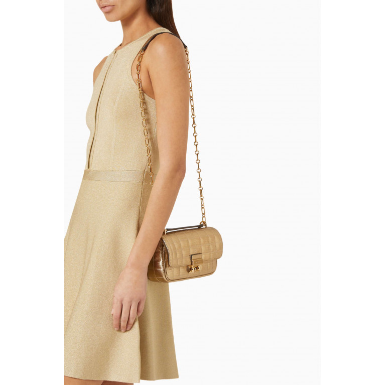 MICHAEL KORS - Small Tribeca Quilted Shoulder Bag in Metallic-leather