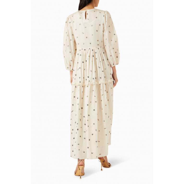 SWGT - Embroidered Tiered Maxi Dress in Silk