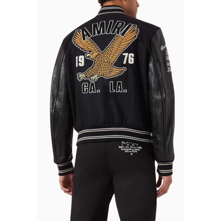 Amiri - Oversized Eagle Varsity Jacket in Wool-melton & Leather