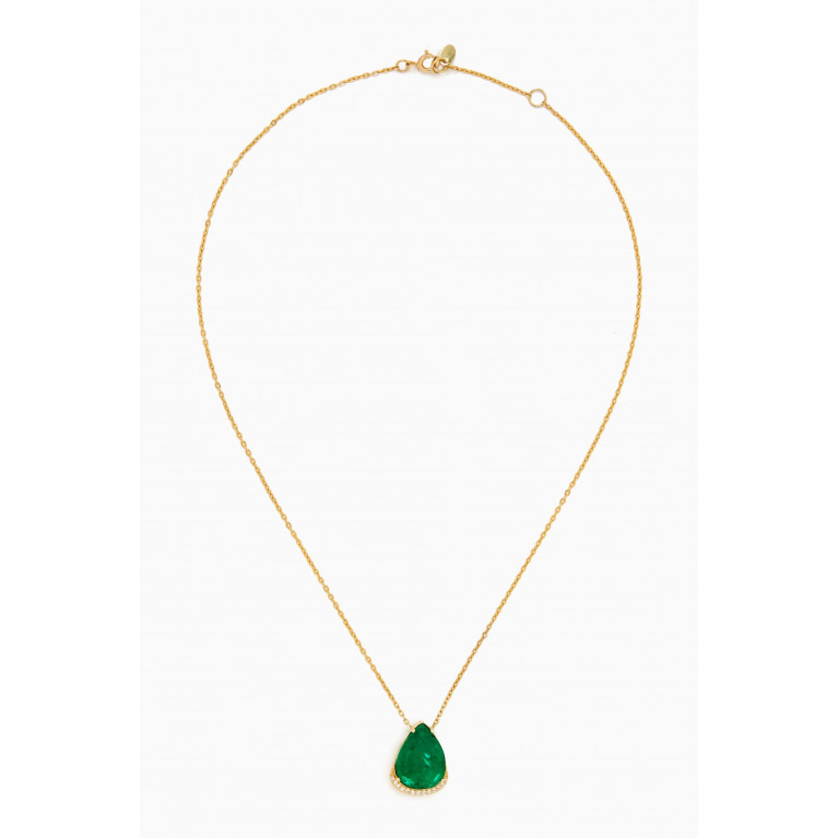 Dima Jewellery - Emerald & Diamond Necklace in 18kt Gold