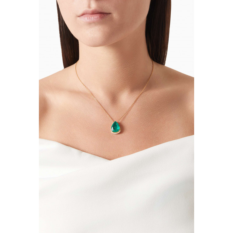 Dima Jewellery - Emerald & Diamond Necklace in 18kt Gold