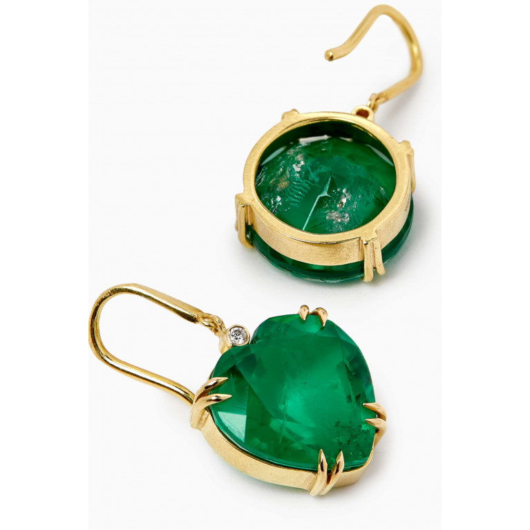 Dima Jewellery - Mismatched Emerald Drop Earrings in 18kt Gold