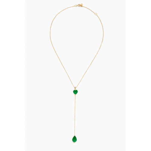 Dima Jewellery - Mismatched Emerald Lariat Necklace in 18kt Gold