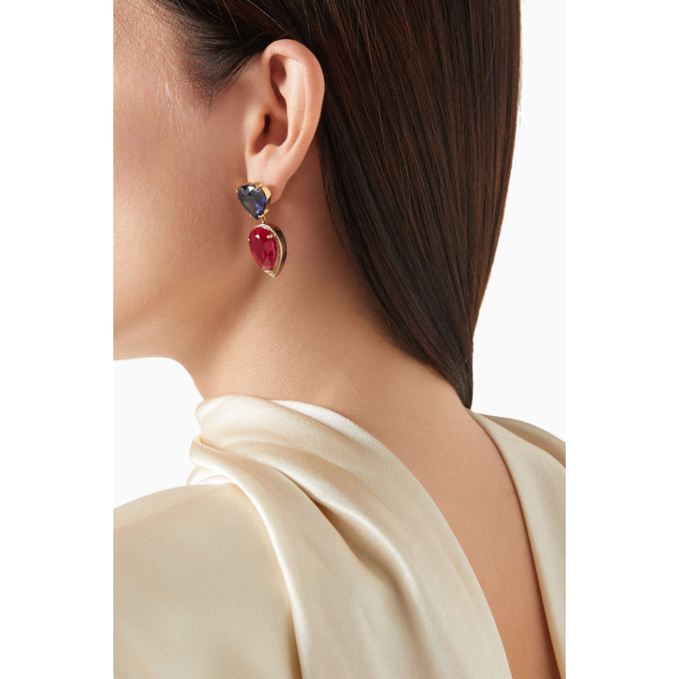 Dima Jewellery - Sapphire, Diamond & Ruby Drop Earrings in 18kt Gold