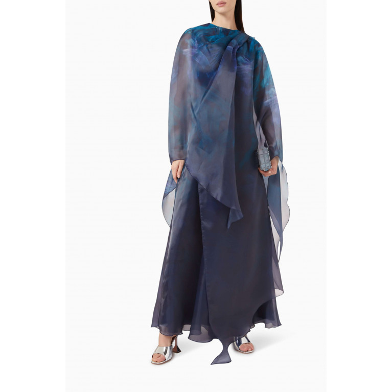 Tha Seen - Printed Dress in Organza Blue