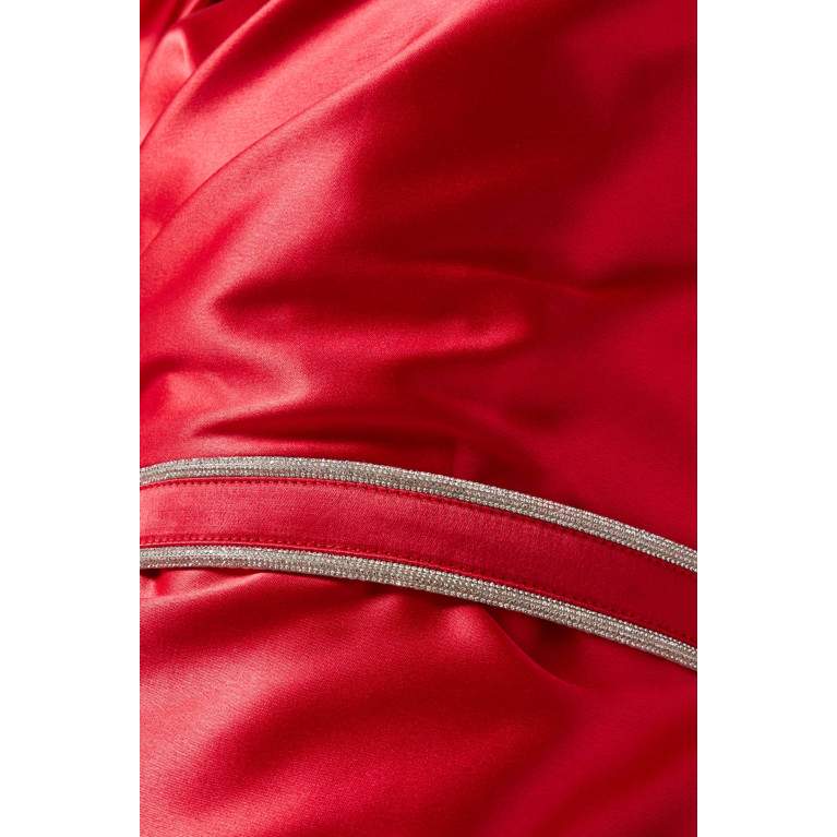 Amri - Bolero-effect Maxi Dress in Satin Red