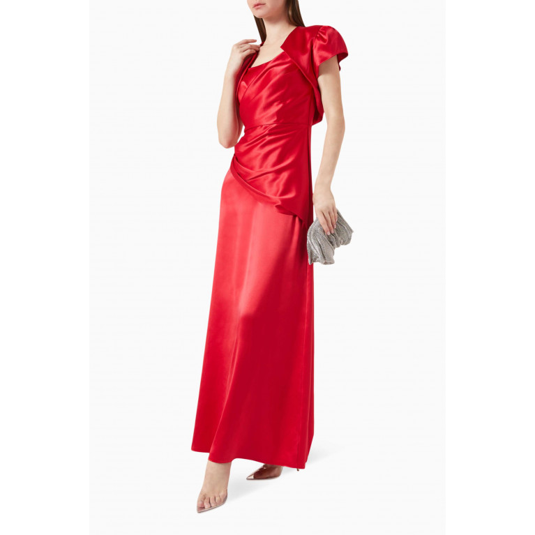 Amri - Bolero-effect Maxi Dress in Satin Red