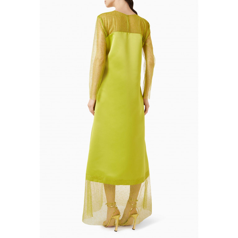 Amri - Embellished Maxi Dress in Satin & Tulle Green