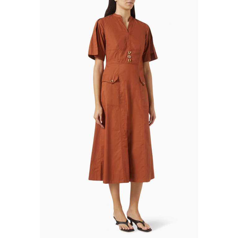 Notebook - Dora Shirt Dress in Cotton-poplin Brown