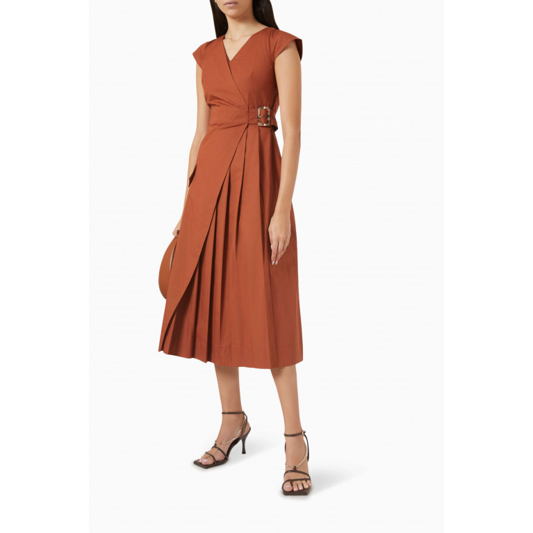 Notebook - Maya Midi Dress in Cotton Brown