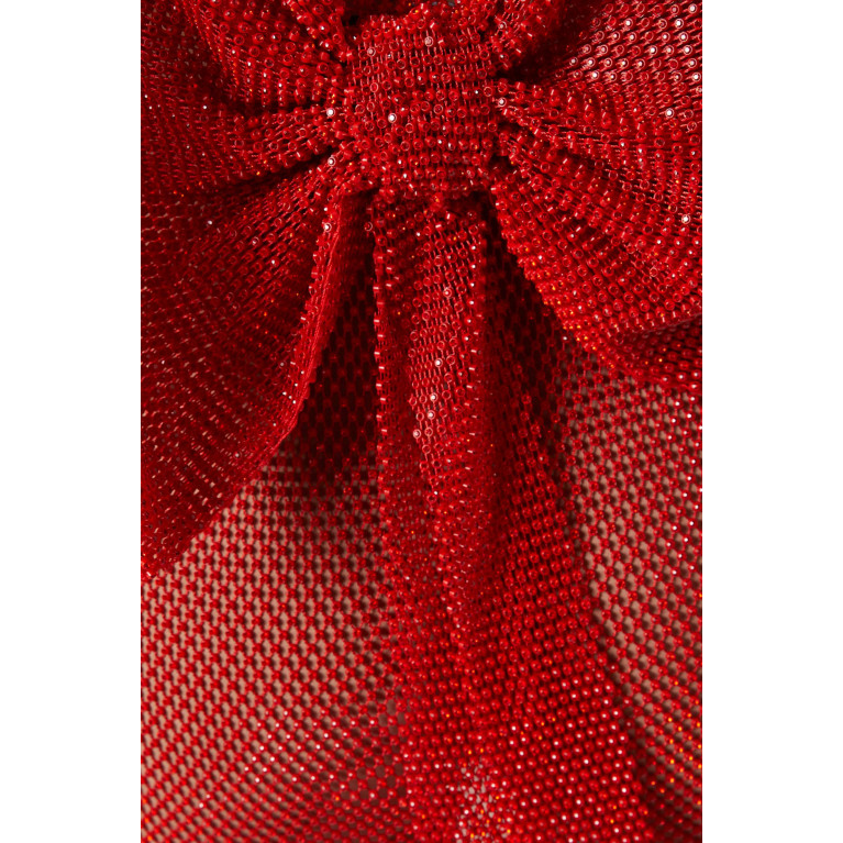 Santa Brands - Embellished Bow Maxi Dress in Mesh