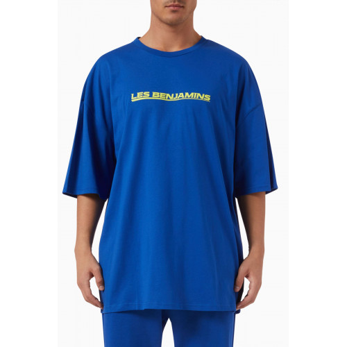 Les Benjamins - Graphic print T-shirt in Cotton Blue