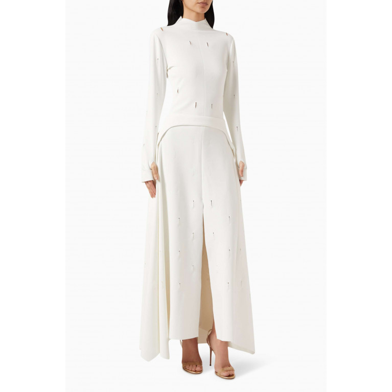 CHATS by C.Dam - Woolf High Neck Dress in Stretch Silk Crêpe White