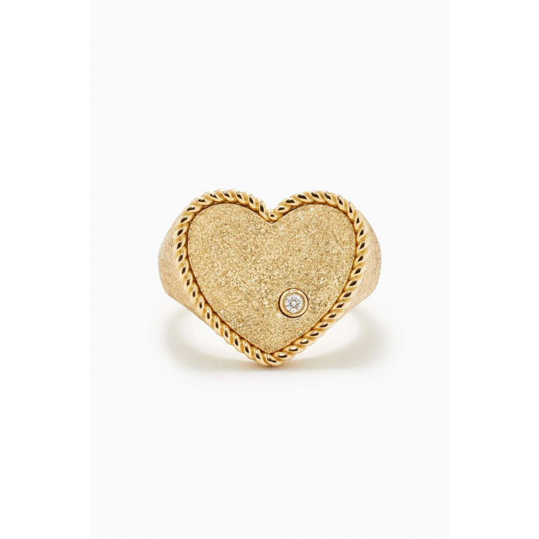 Yvonne Leon - Picotti Heart Diamond Signet Ring in 9kt Gold