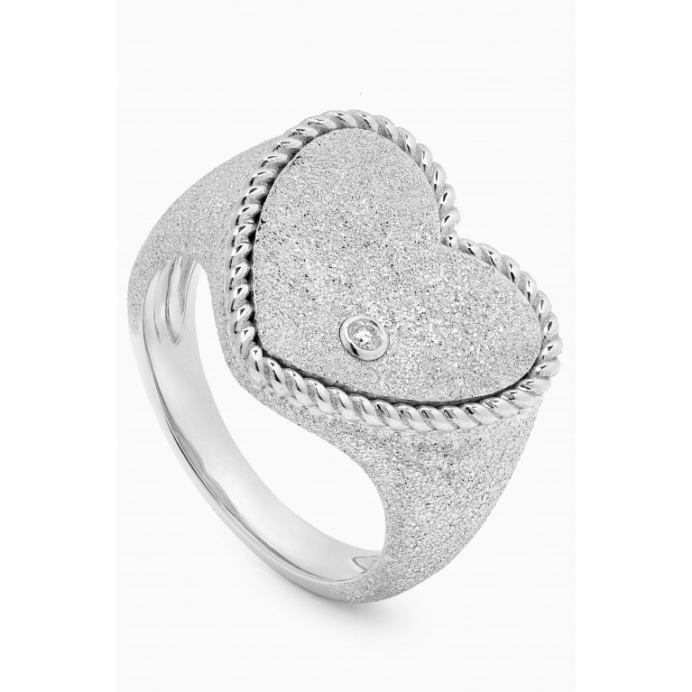 Yvonne Leon - Picotti Heart Diamond Signet Ring in 9kt White Gold