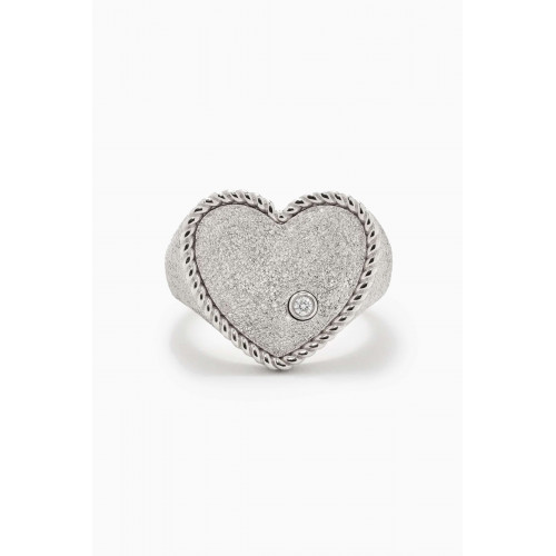 Yvonne Leon - Picotti Heart Diamond Signet Ring in 9kt White Gold