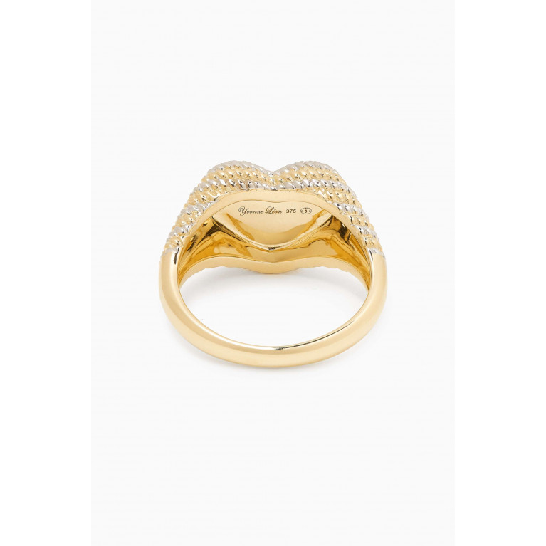Yvonne Leon - Mini Heart Braid Diamond Ring in 9kt Yellow & White Gold