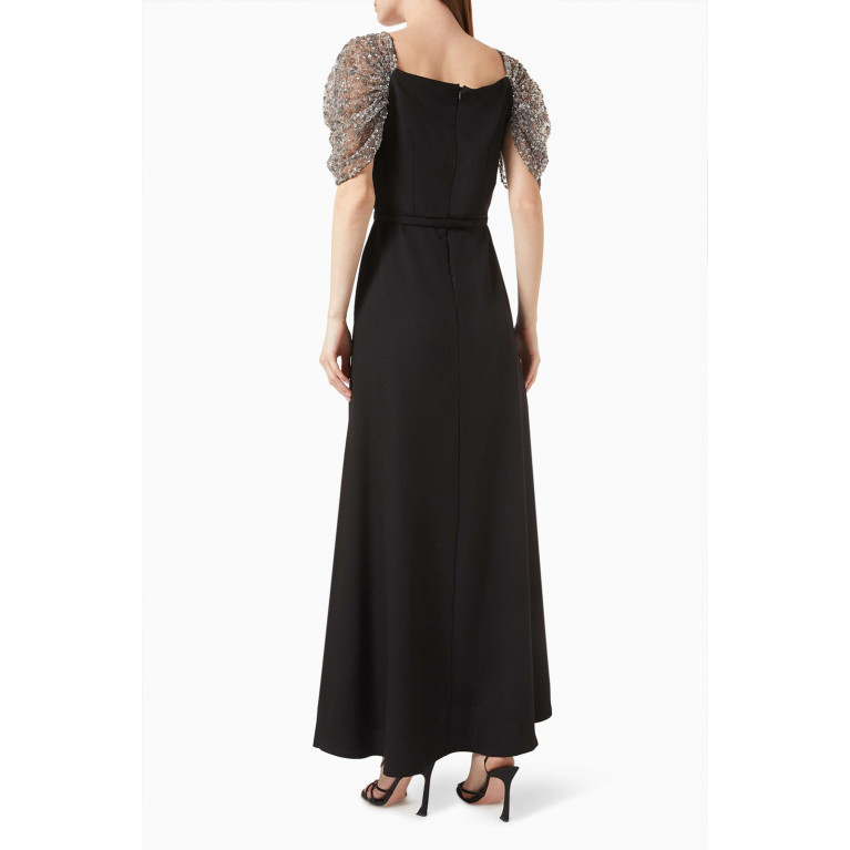 NASS - Embellished Maxi Dress in Crepe Black