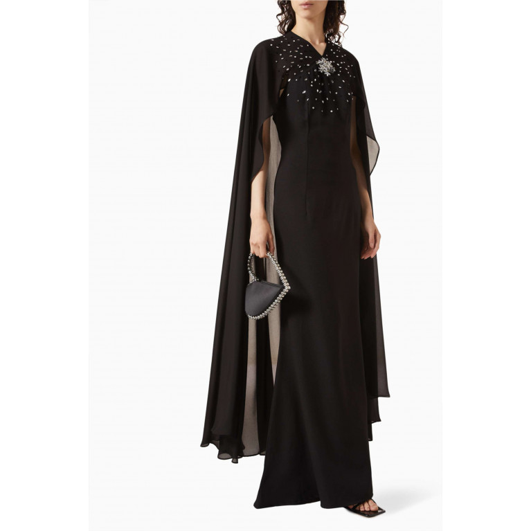 NASS - Embellished Cape-style Sleeves Maxi Dress