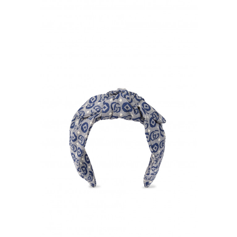 Gucci- Double G Cotton Jacquard Headband Blue