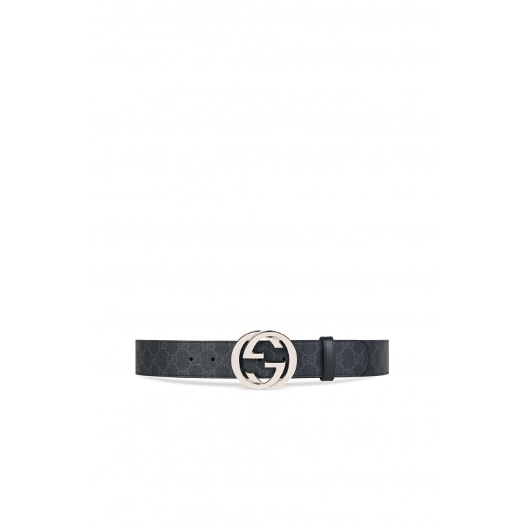 Gucci- GG Supreme Belt with G Buckle Black