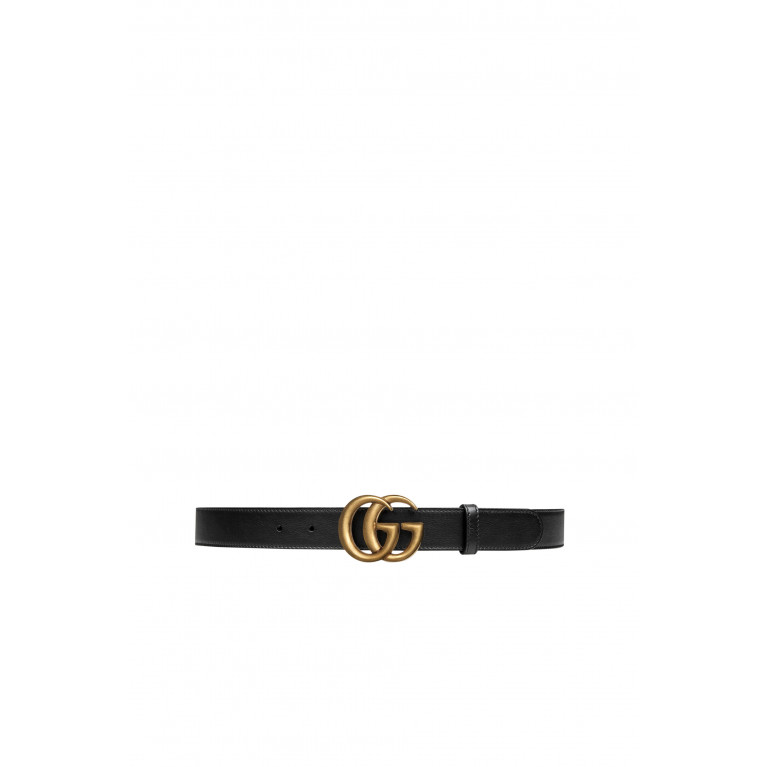 Gucci- Double G Leather Belt Black