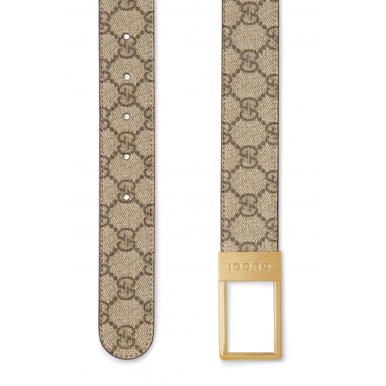 Gucci- GG Belt With Rectangular Buckle Brown