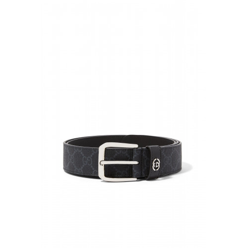 Gucci- GG Supreme Interlocking G Detail Belt Black