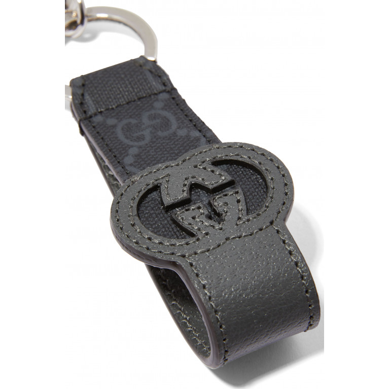 Gucci- Interlocking G Cut-Out Keychain Black/Grey