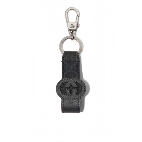 Gucci- Interlocking G Cut-Out Keychain Black/Grey