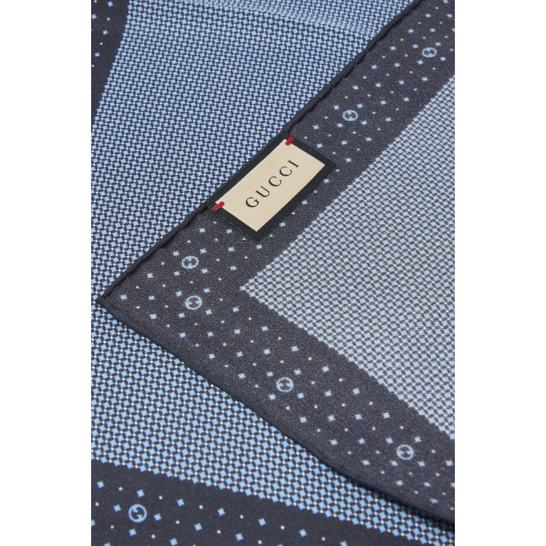 Gucci- Polka-Dot Rhombus Silk Pocket Square Blue