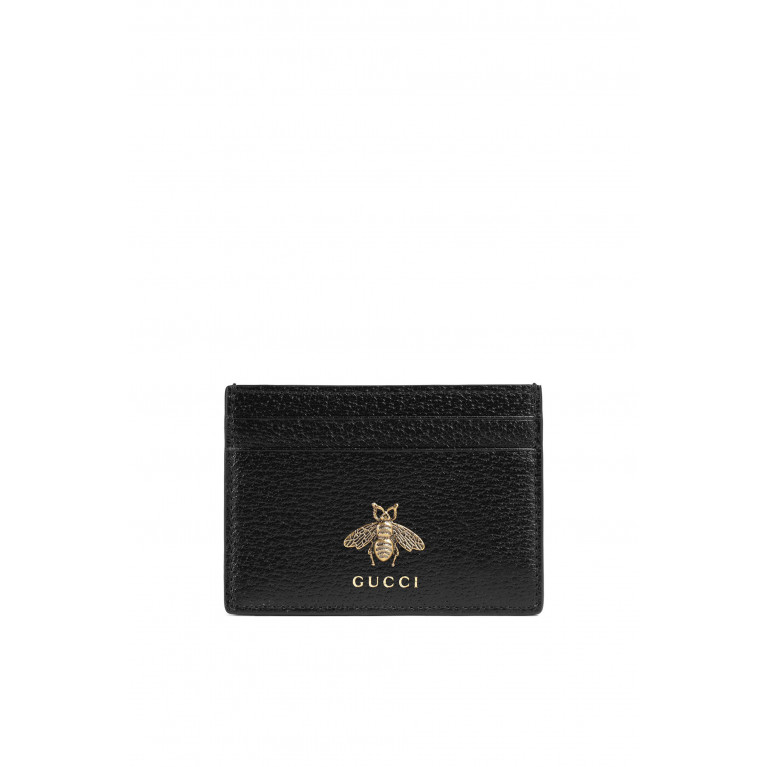 Gucci- Animalier Leather Card Case Black