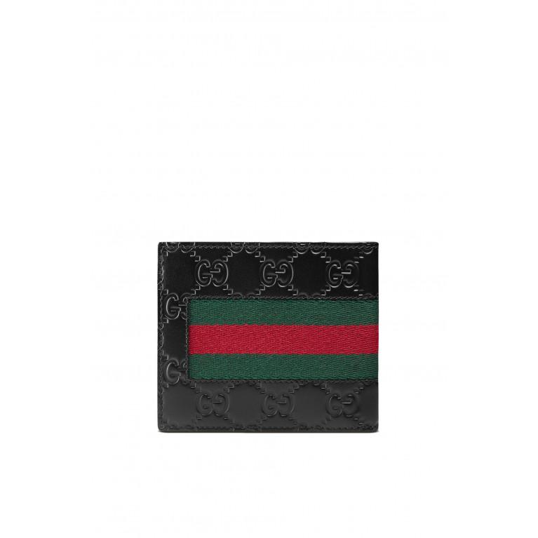 Gucci- Gucci Signature Web Wallet Black