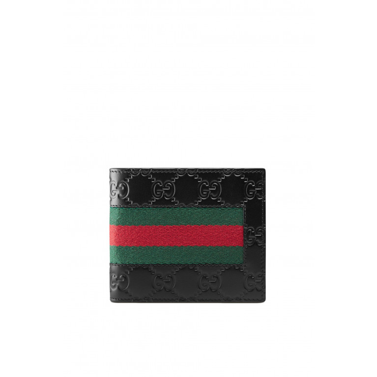 Gucci- Gucci Signature Web Wallet Black