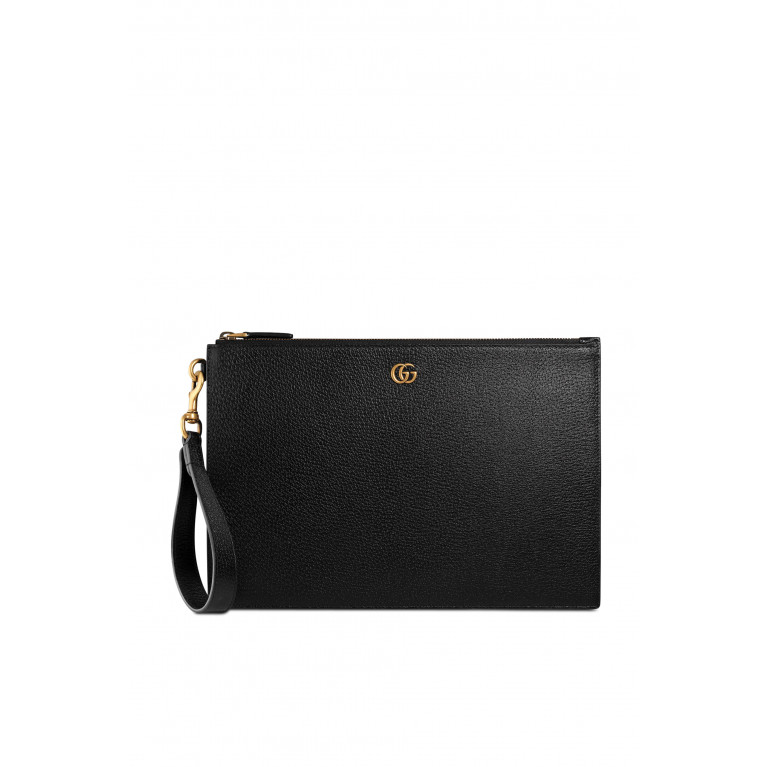 Gucci- GG Marmont Leather Pouch Black